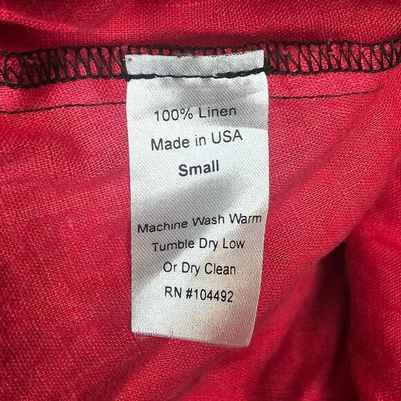 M SQUARE by Neetu‎ Malik Red Linen Lagenlook Top Tunic - Size Small - Picture 9 of 9